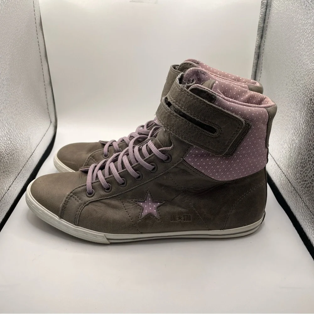 Converse All Star High-Top Sneakers - Brown and Pink leather size 5.5Youth